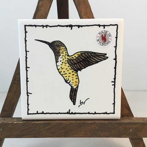 Brown And Gold Hummingbird Coaster