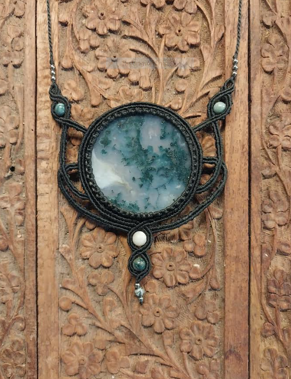 Moss Agate Adjustable Necklace Black