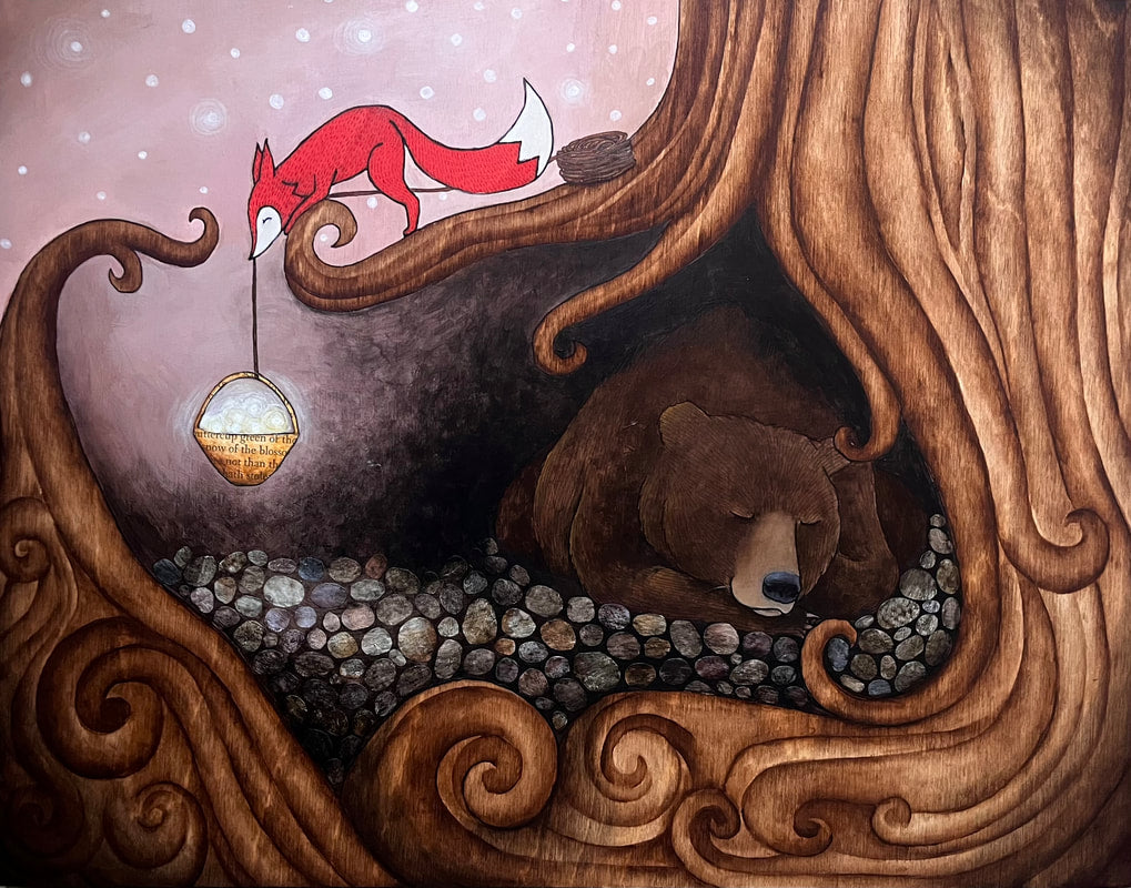 Print - " First Light of Spring" Bear and Fox
