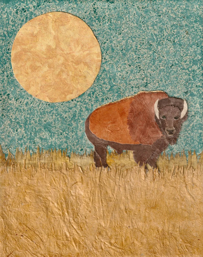 Paper Collage Print- "Tatanka Fields of Gold"