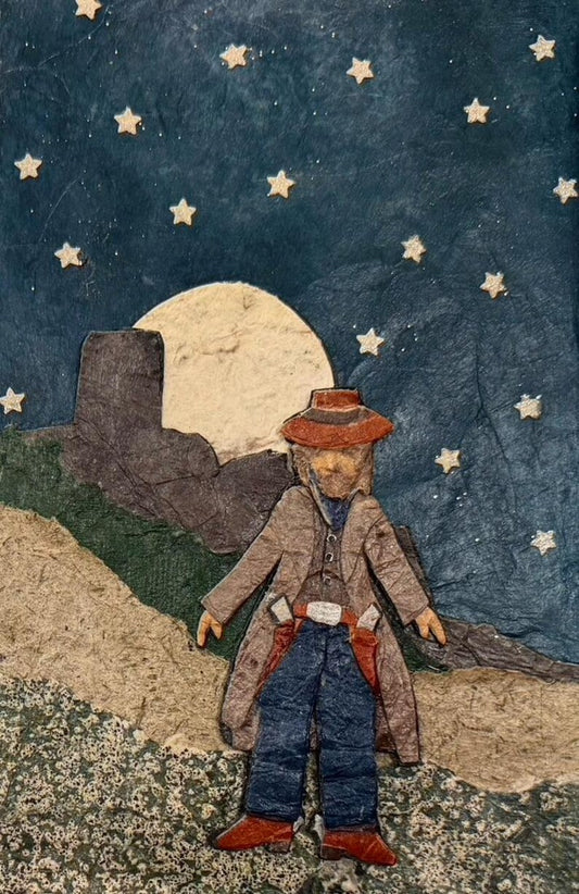Paper Collage Print- "Full Moonrise Gunslinger"