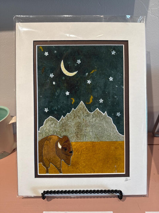 Paper Collage Print- "Buffalo Stargazer"