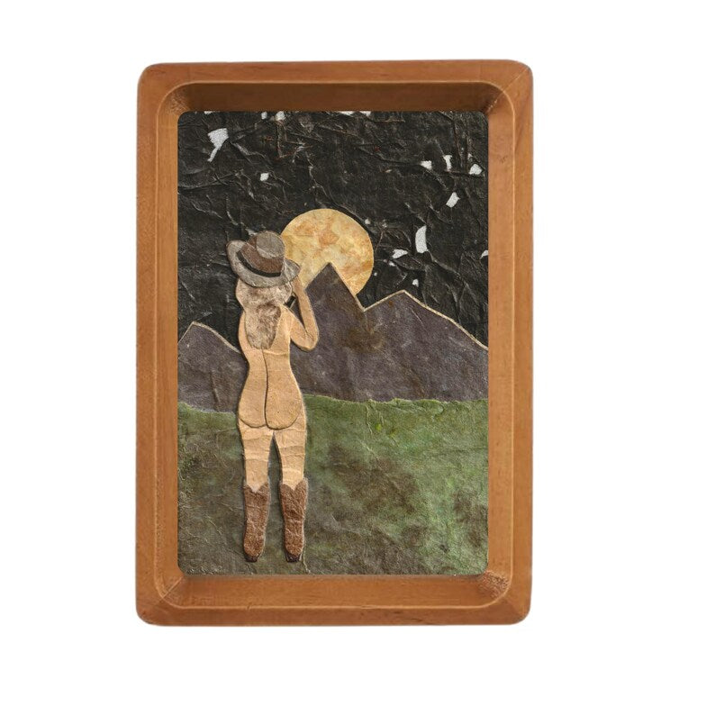 Paper Collage Print- "Cowgirl Moon Bath "
