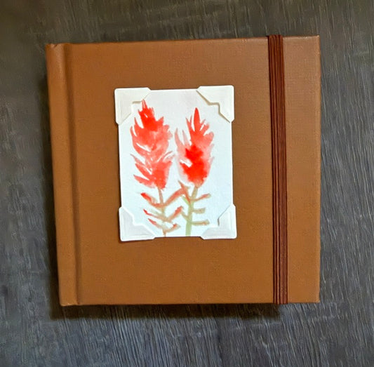 Mini Sketchbook- Brown with Indian Paintbrush Watercolor