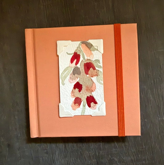 Mini Sketchbook- Peach with Foxglove Flower Watercolor