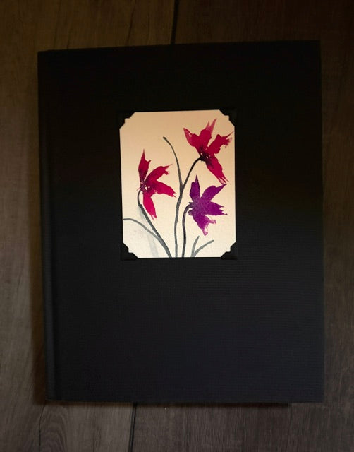 Large Sketchbook - Black With Three Asian Flowers