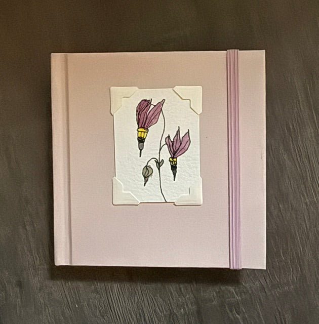 Mini Sketchbook- Pink or Black with Shooting Star Flower Watercolor