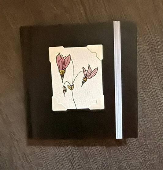 Mini Sketchbook- Pink or Black with Shooting Star Flower Watercolor