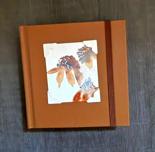 Mini Sketchbook- Brown with Sunflower Watercolor