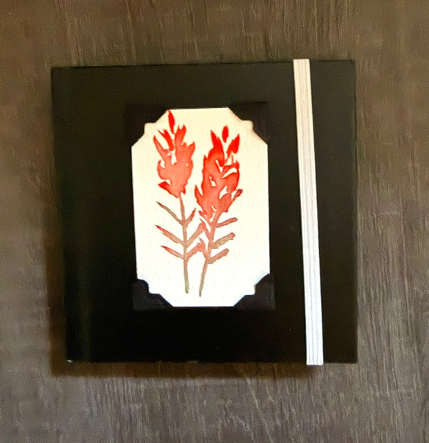 Mini Sketchbook- Brown or Green or Black with Indian Paintbrush Watercolor