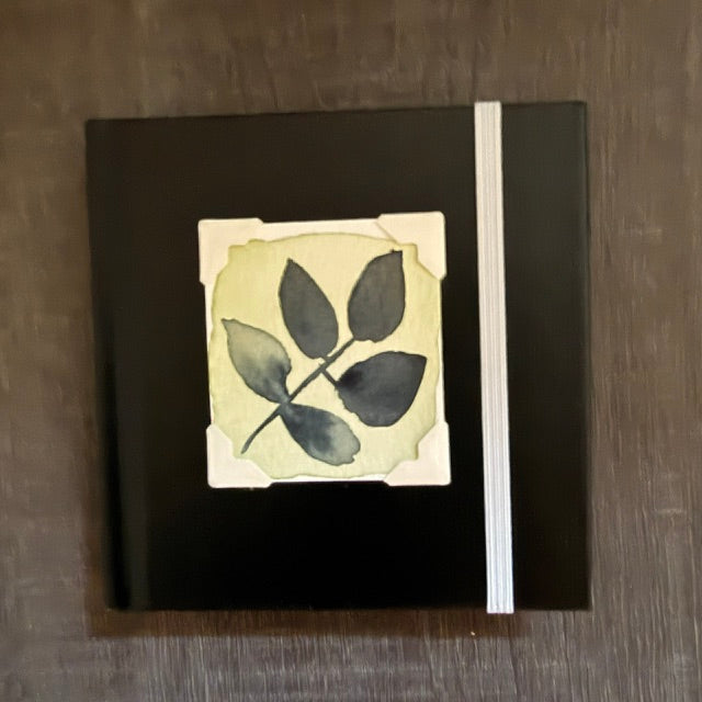 Mini Sketchbook- Black or Green with Eucalyptus Leaves Watercolor