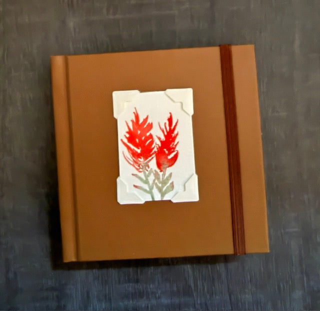 Mini Sketchbook- Brown or Green or Black with Indian Paintbrush Watercolor