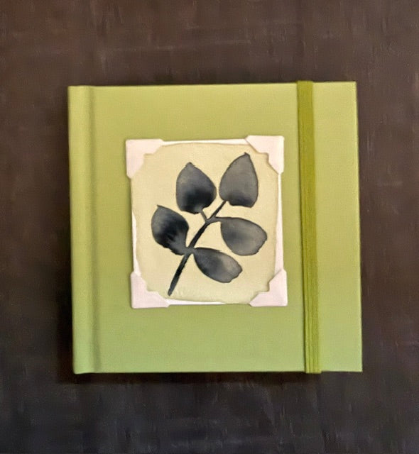 Mini Sketchbook- Black or Green with Eucalyptus Leaves Watercolor