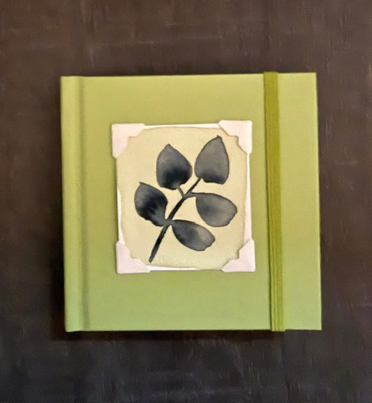 Mini Sketchbook- Black or Green with Eucalyptus Leaves Watercolor