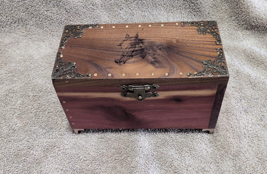 Keepsake/Jewelry Box - Cedar with Horse Engraving