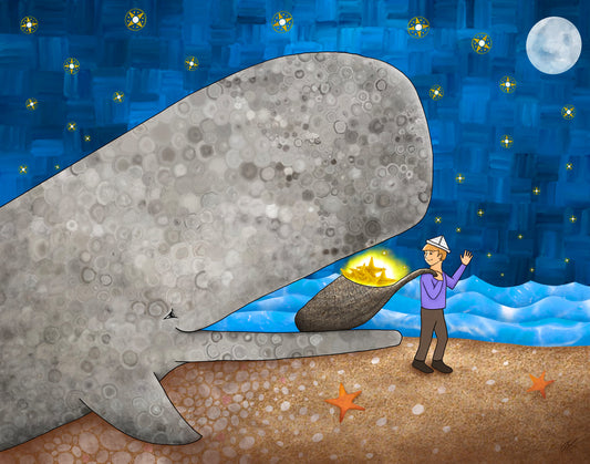 Print -"Return To Shore" Whale and Boy