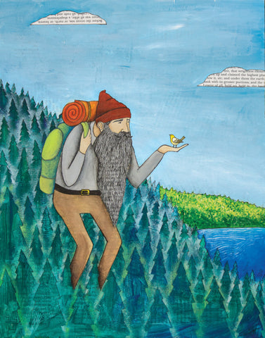 " The Backpacker " Mixed Media Print