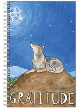 Notebook- " Gratitude " Wolf and Moon