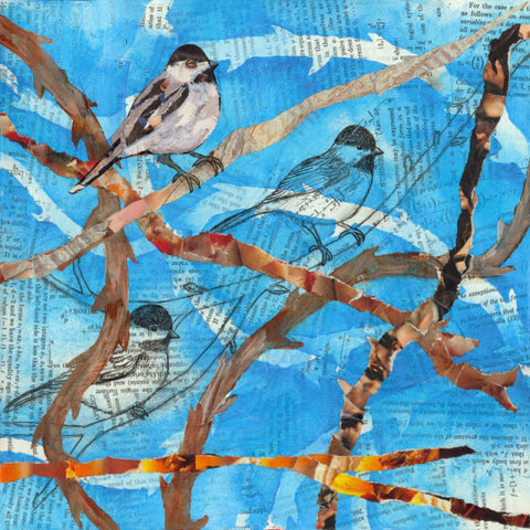 " Song in a Bramble " Birds Mixed Media Print
