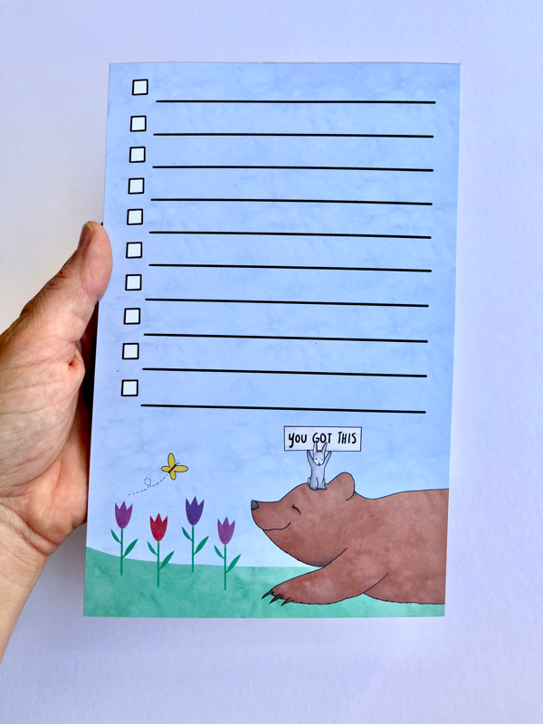 Notepad - " You Got This " Bear and Bunny and Flowers