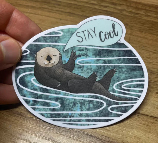 Sticker- "Stay Cool " Sea Otter
