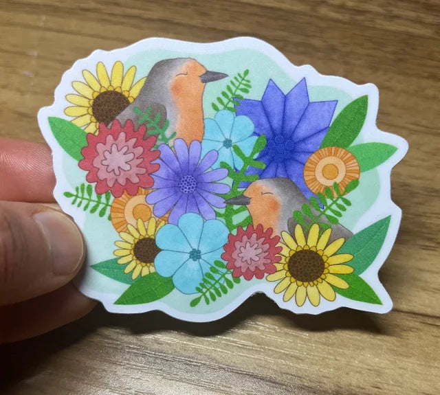 Sticker- "Birds and Flowers "