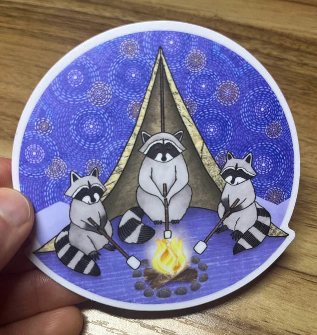 Sticker- "Raccoons Camping "