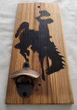 Wood Burned Wyoming Bucking Bronc Wall Mount Bottle Opener
