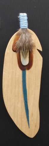 wooden feather with real feather bookmark
