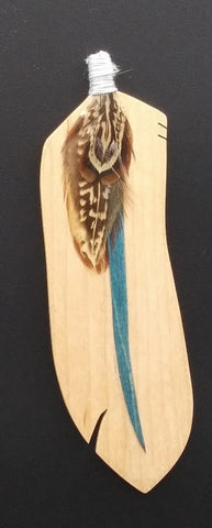 wooden feather bookmark with natural feather embellishment