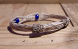 Hand Braided Horsehair Adjustable Bracelet with Glass Beads