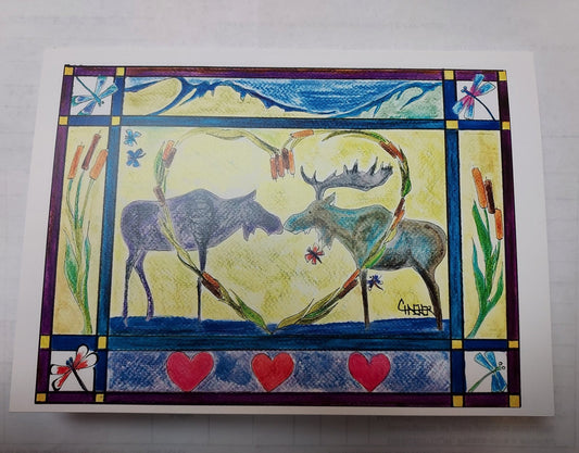 " Moose Love " with Yellow Background