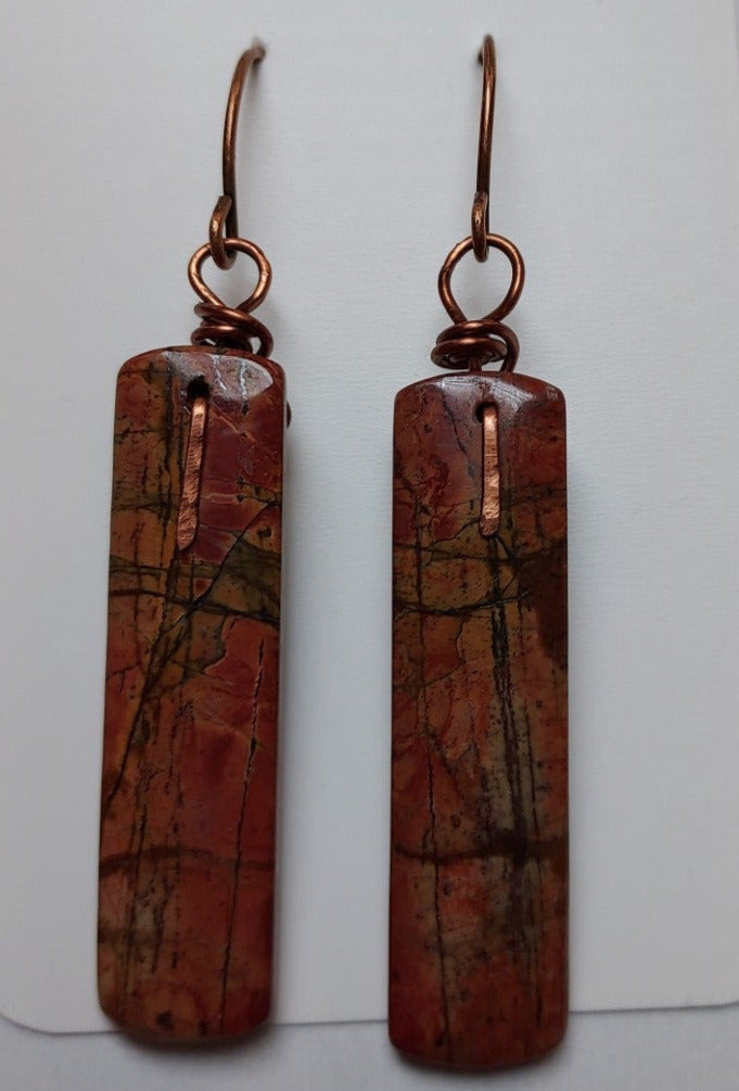 Cherry Creek Jasper Rectangles with Copper Earrings