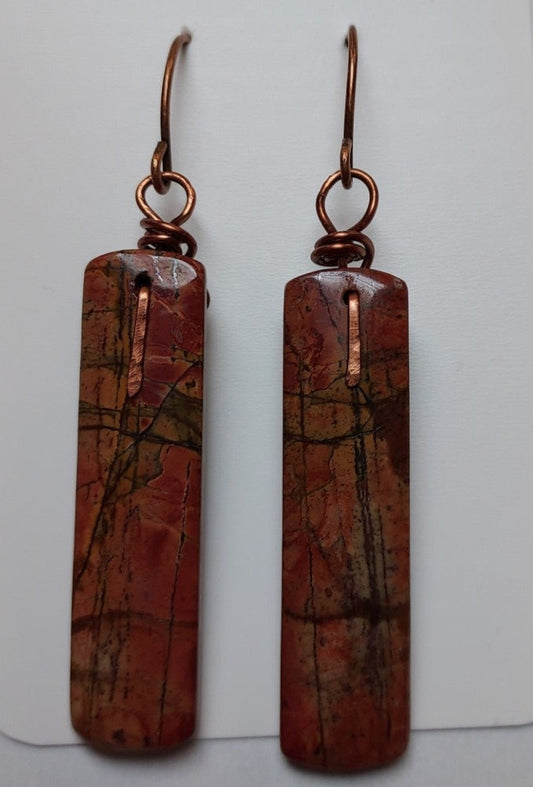 Cherry Creek Jasper Rectangles with Copper Earrings