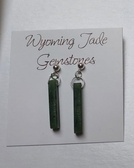 Wyoming Apple Green Jade Rectangle Post Earrings