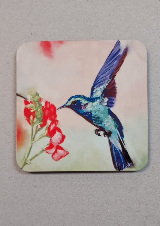 Teal and Purple Hummingbird Coaster