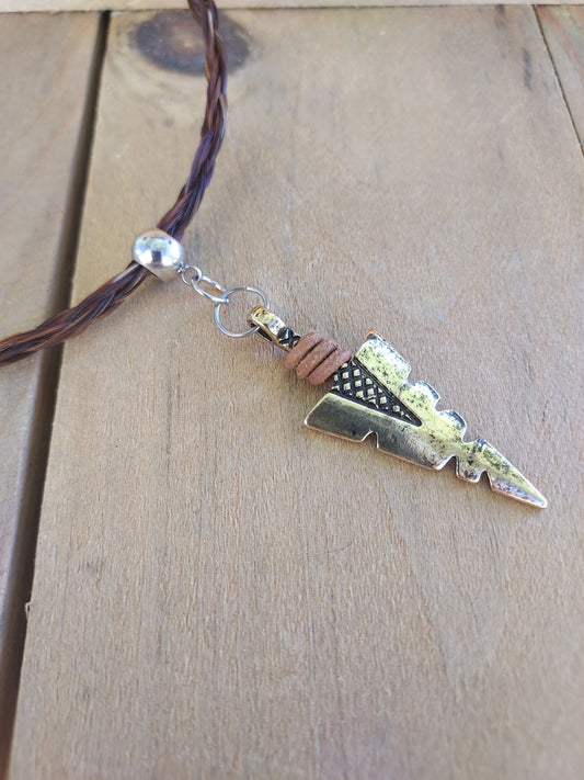 Necklace - Braided Horsehair with Arrowhead Pendant