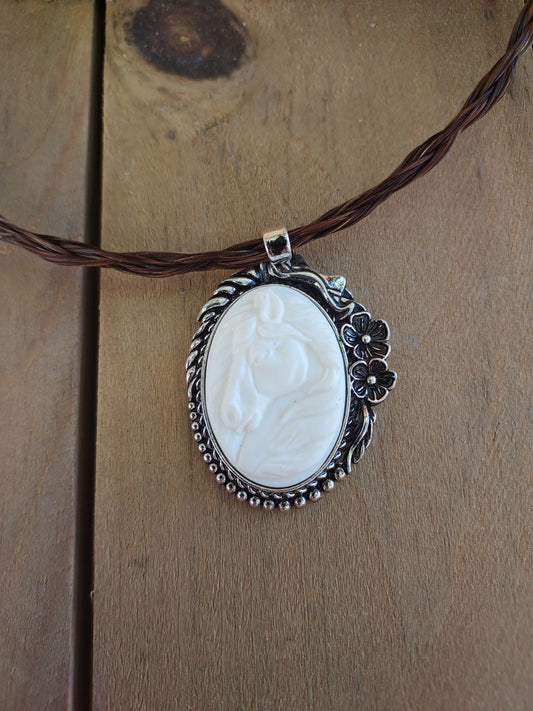 Braided Horsehair Necklace with Horse Head Pendant