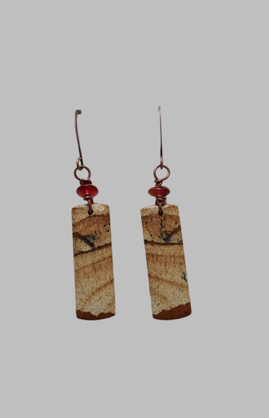 Jasper Carnelian Rectangle Earrings