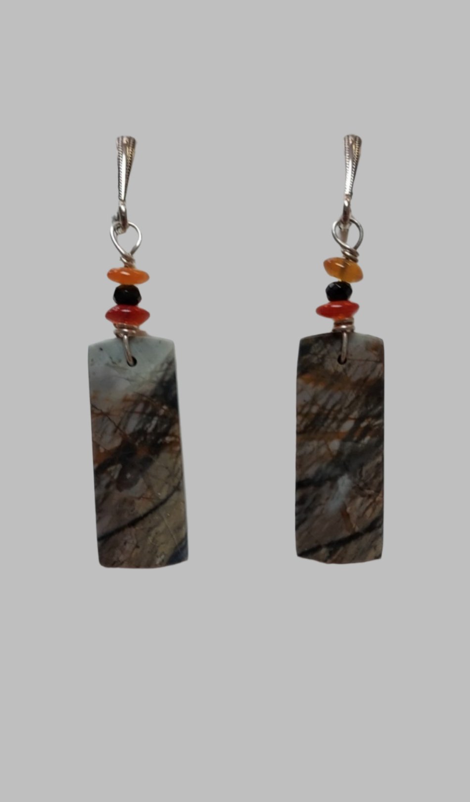 Picasso Jasper Black Spinel Carnelian Earrings