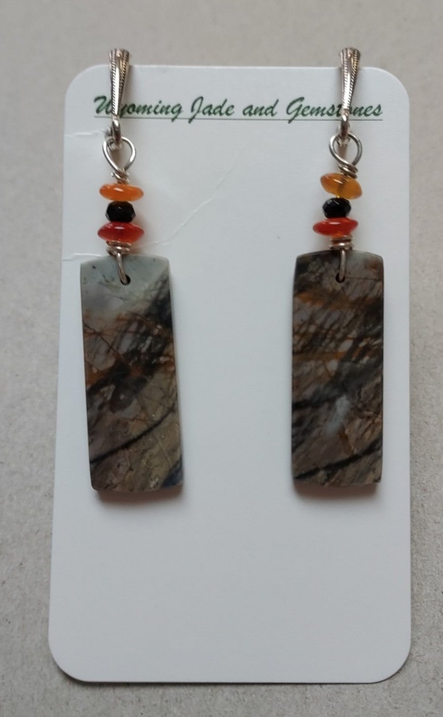 Picasso Jasper Black Spinel Carnelian Earrings