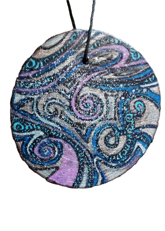 Double Sided Hand Painted Wood Ornament
