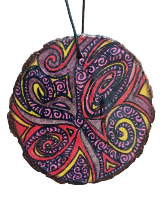 Double Sided Hand Painted Wood Ornament