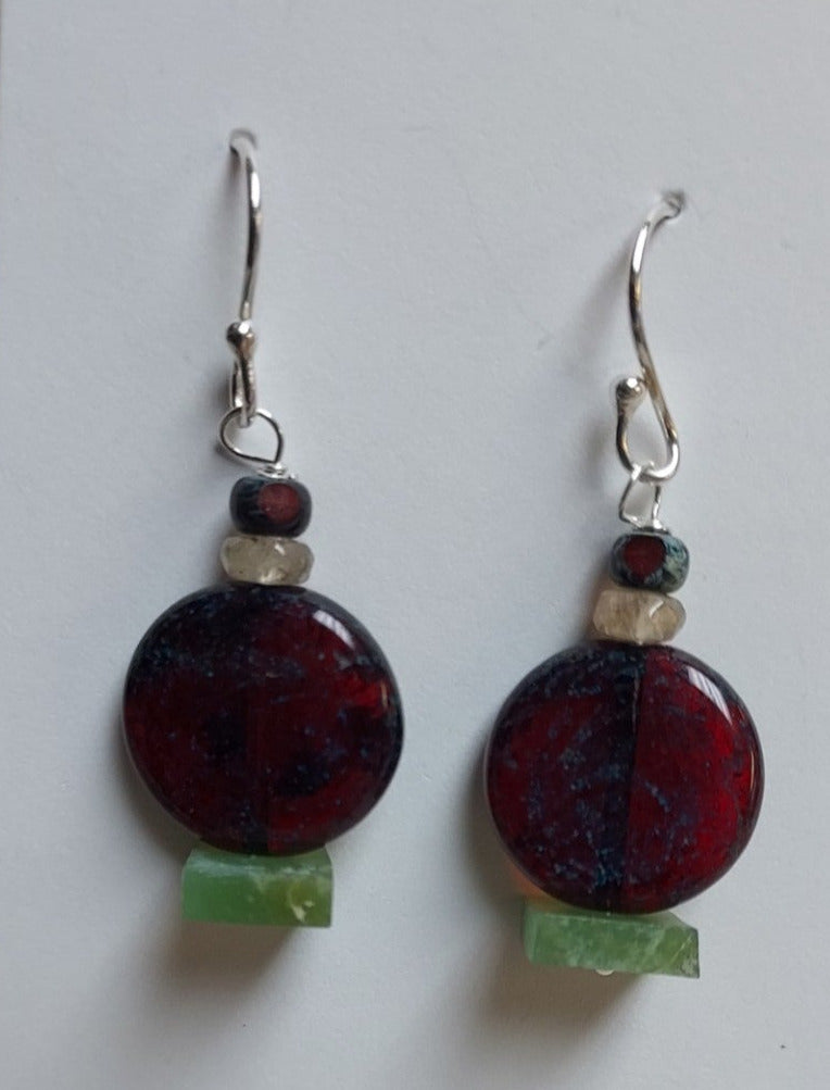 Wyoming Jade Tourmaline and Glass Earrings