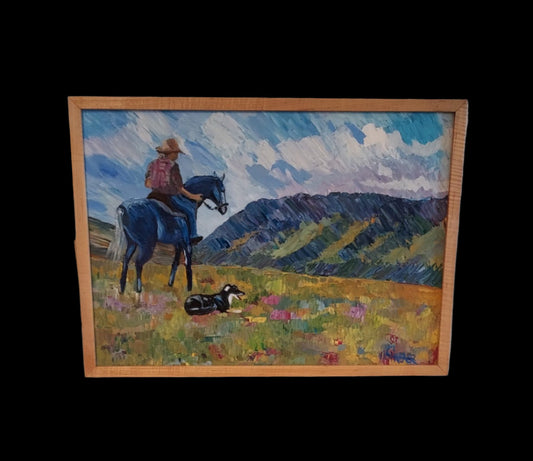 " On The High Lonesome  " Framed Original Oil Painting