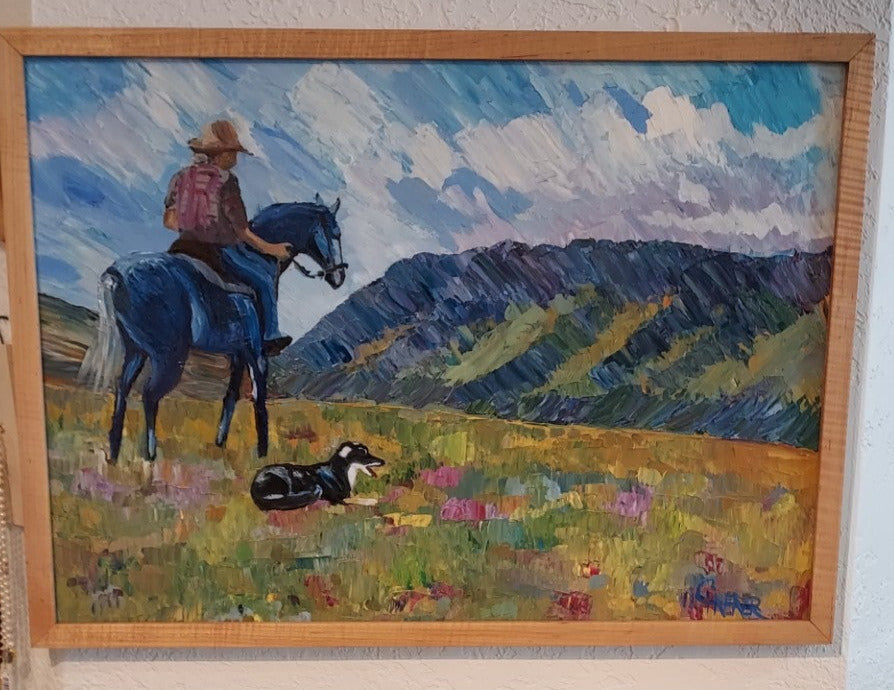 " On The High Lonesome  " Framed Original Oil Painting