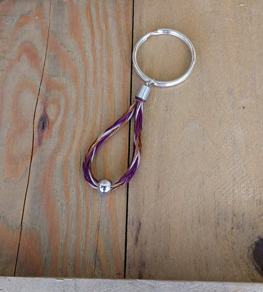 Loop and Bead Hand Braided Horsehair Key Chain