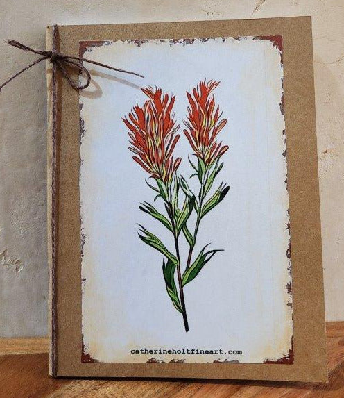 Small pocket notebook with print of original artwork by the artist Colorful Indian Paintbrush print is affixed to the cover of the notebook