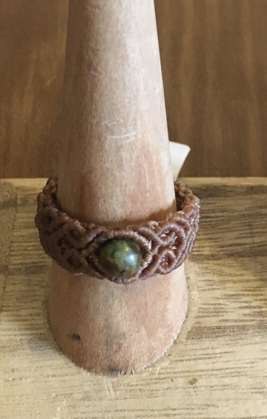 African Turquoise Macrame Knotwork Ring