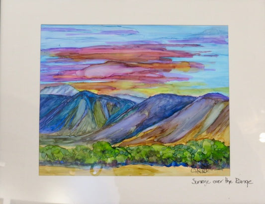 " Sunrise Over the Range " Original Alcohol Ink Painting